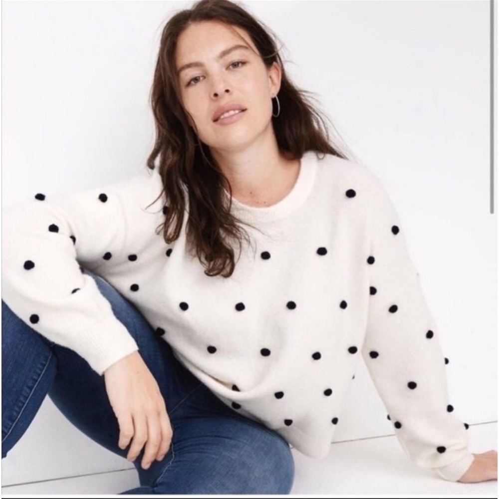 Madewell crew neck polka dot wool blend sweater‎ size XS